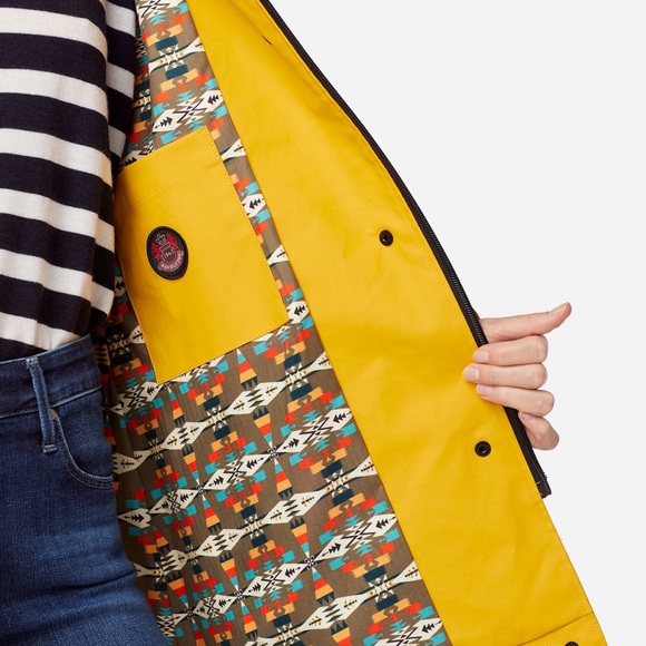 Pendleton Women's Sonoma Yellow Hooded Trench Coat Tucson jacquard pattern - Picture 5 of 12